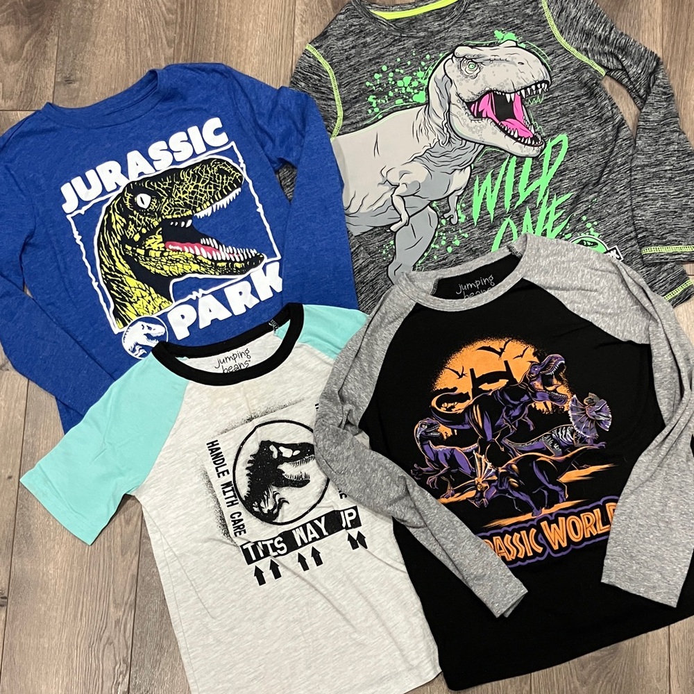 4 Kids Jurassic Park/World Graphic T-Shirts - Long and Short Sleeve, size 7/8